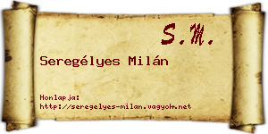Seregélyes Milán névjegykártya